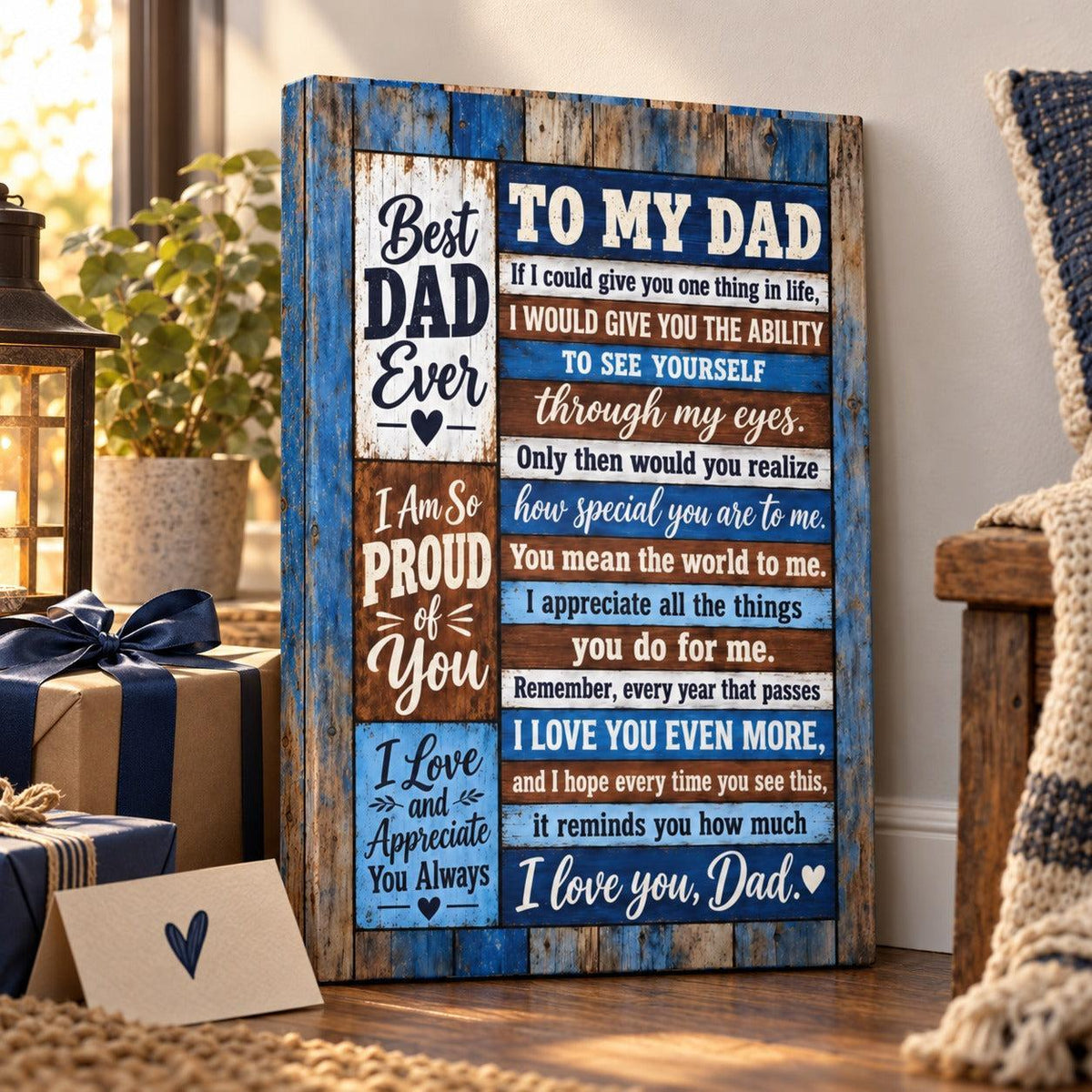 To My Dad canvas wall art as a gift for Dad