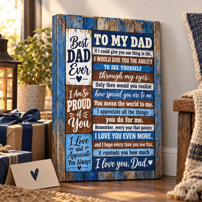 To My Dad canvas wall art as a gift for Dad