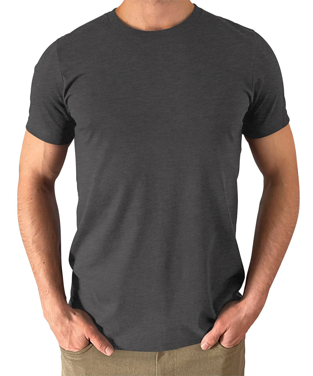 Men's Dark Grey Heather T Shirts Premium Casual Short Sleeve Classic Fit Crew Neck Shirts