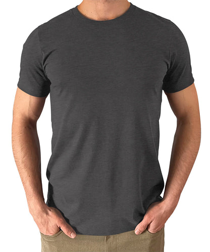 Men's Dark Grey Heather T Shirts Premium Casual Short Sleeve Classic Fit Crew Neck Shirts