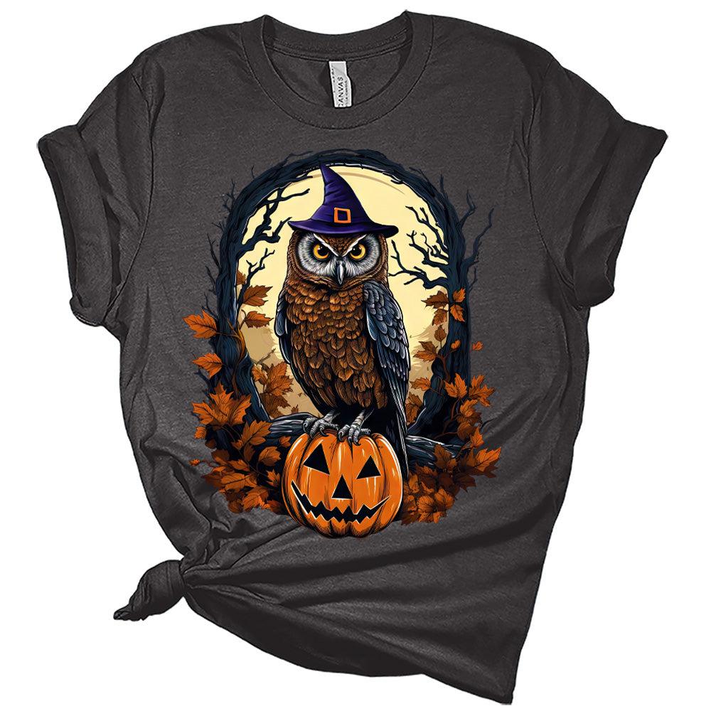 Halloween Owl Pumpkin Shirt for Women Fall Novelty Tshirt Graphic Casual Vintage Athletic Girls Tops