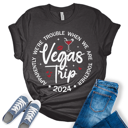 Vegas Trip 2024 Shirt Vacation Graphic Tees for Women Cute Summer Tops