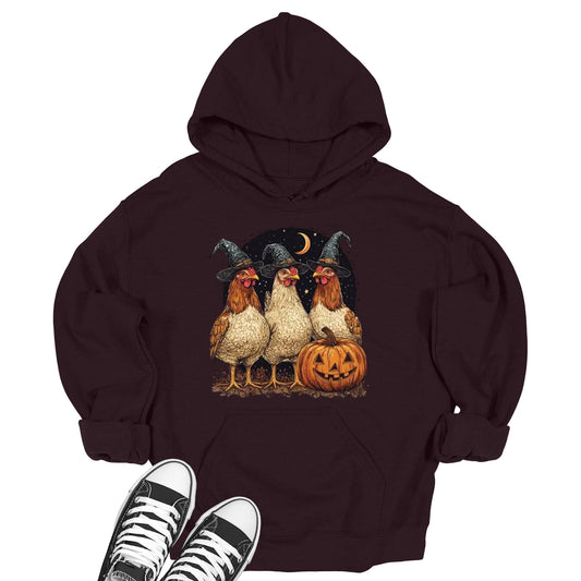 Women's Chicken Witch Hat Pumpkin Halloween Hoodie