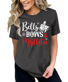 Bells Bows Mistletoe Christmas Shirt For Women