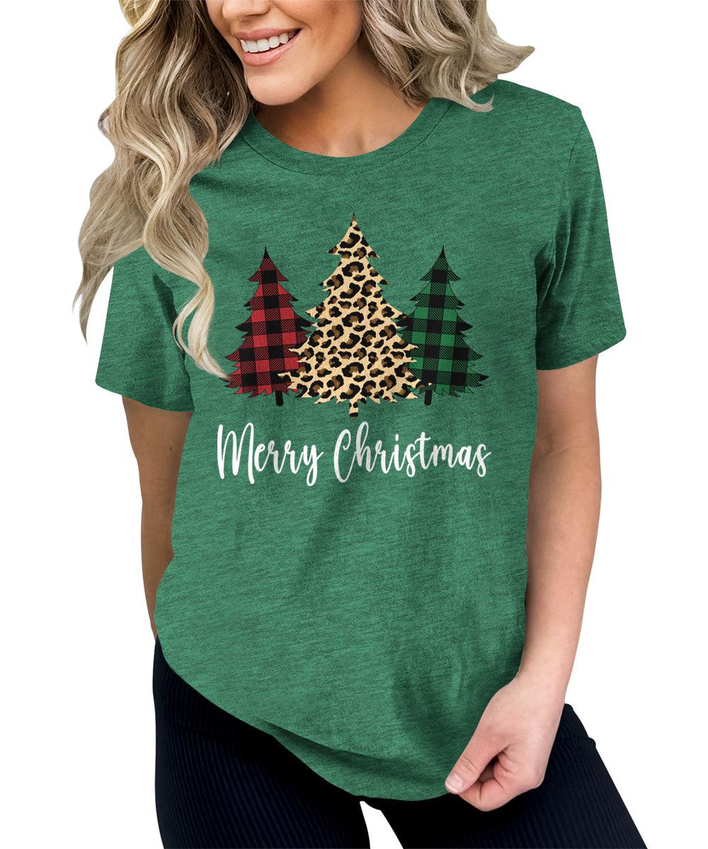 Christmas Tree Holiday Shirts For Women's Graphic Tee