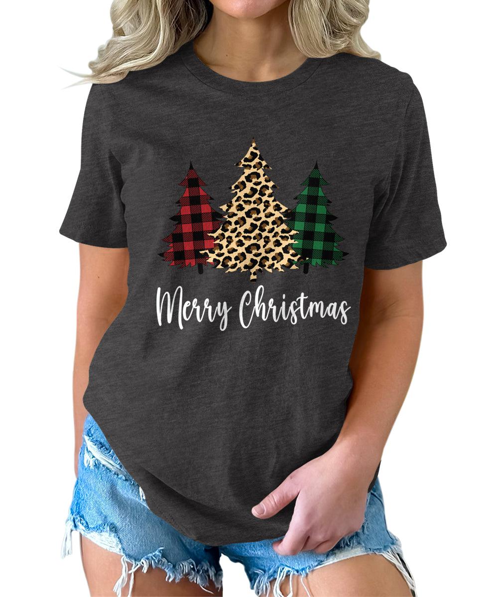Christmas Tree Holiday Shirts For Women's Graphic Tee