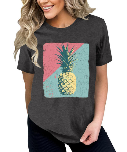 Summer Tropical Pineapple Graphic Tees For Women