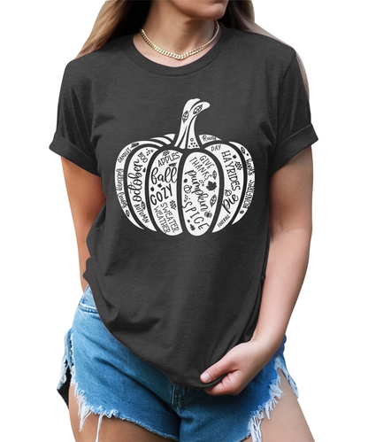 Women's Cute Pumpkin Shirt Fall Thanksgiving Graphic Tees