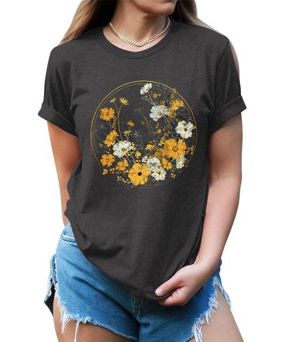 Women Wild Flower Moon Shirt Graphic Tees