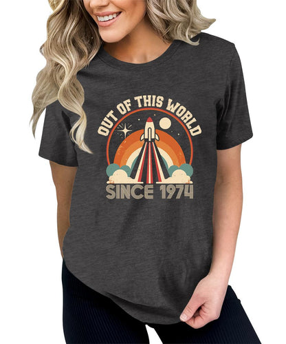 Out of The World Since 1974 Shirt 50th Birthday Graphic Tees For Women