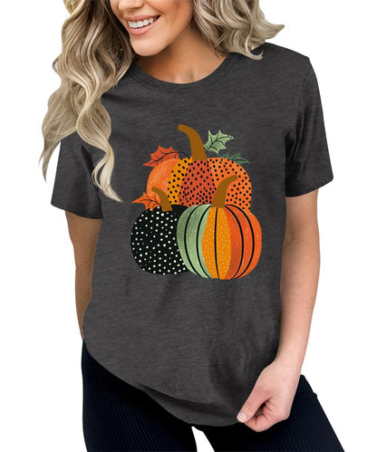 Autumn Pumpkin Thanksgiving Shirt Cute Graphic Tees For Women