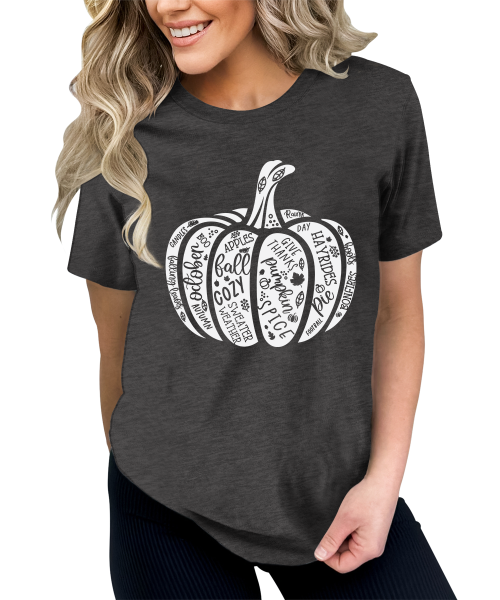 Women's Cute Pumpkin Shirt Fall Thanksgiving Graphic Tees