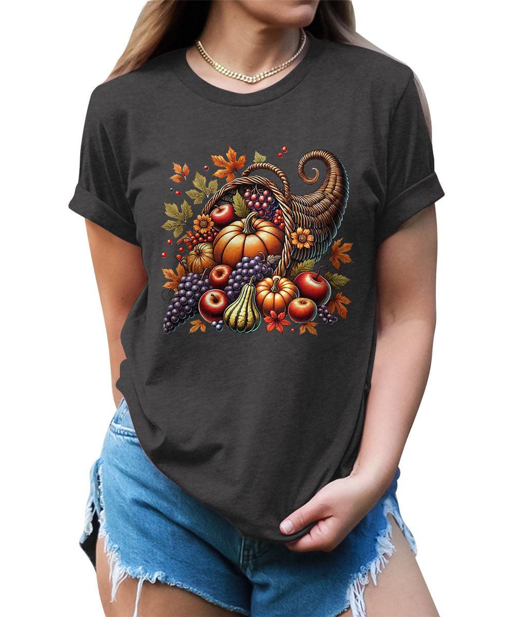 Cornucopia Fall Thanksgiving Graphic Tees For Women