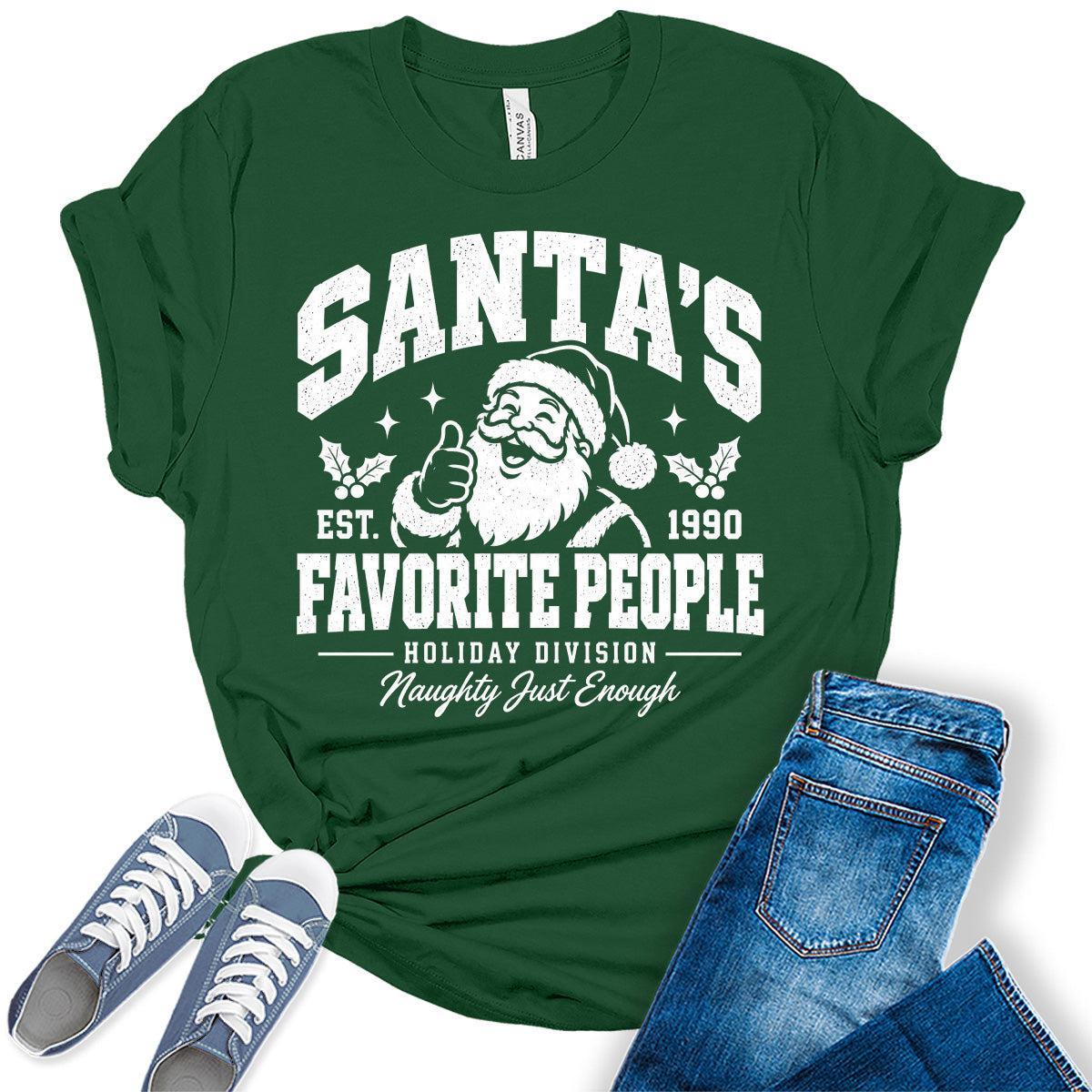 Women’s Christmas Shirt Funny Santa’s Favorite People Holiday Graphic Tee