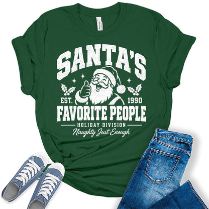 Women’s Christmas Shirt Funny Santa’s Favorite People Holiday Graphic Tee