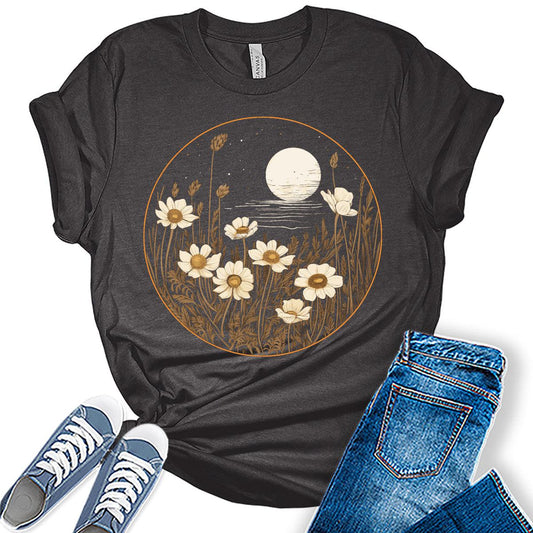 Cottagecore Shirt Floral Womens Graphic Tees Vintage Tops for Teens