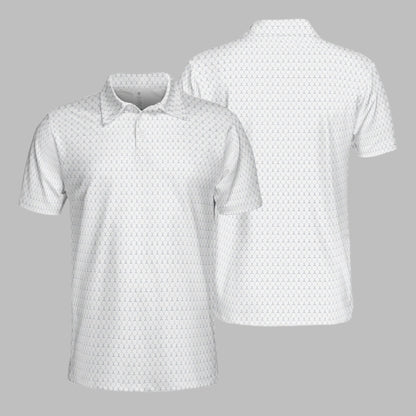 Golf Club Polo Shirt for Men White Navy Blue Moisture Wicking Short Sleeve Golf Top