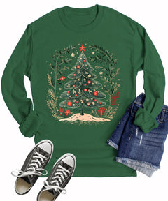 Boho Christmas Tree Holiday Women's Long Sleeve T-Shirt