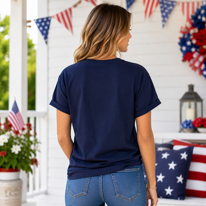 Womens 4th Of July Trendy Fireworks Patriotic Graphic Tees