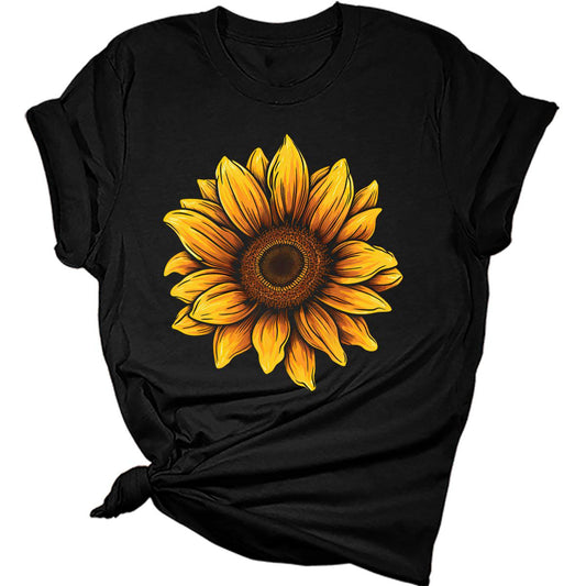 Sunflower Tshirt for Women Vintage Wildflower Graphic Shirt Girls Floral Short Sleeve Casual Tee