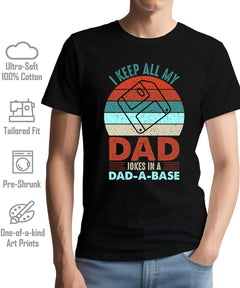 Mens Retro Graphic Tee I Keep All My Dad Jokes In Dad-a-base Funny T-shirt