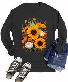 Sunflower Pumpkin Fall Long Sleeve T-Shirt