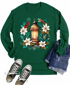 Winter Floral Lantern Christmas Women's Long Sleeve T-Shirt