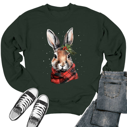 Women's Christmas Rabbit Crewneck Sweatshirt