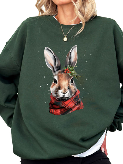 Women's Christmas Rabbit Crewneck Sweatshirt