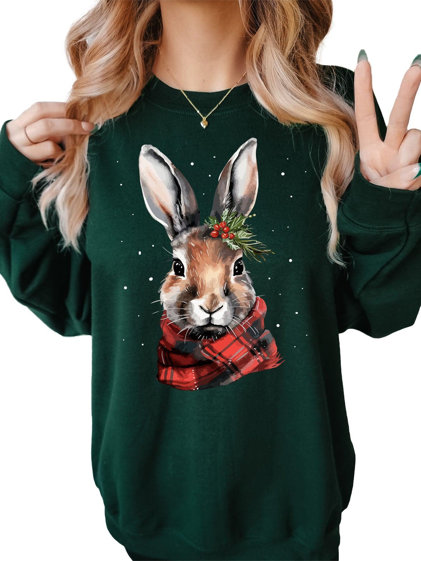 Women's Christmas Rabbit Crewneck Sweatshirt