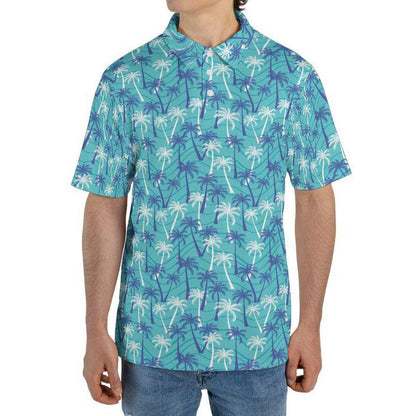 Mens Palm Tree Golf Shirt Moisture Wicking Short Sleeve Summer Polo Shirts for Men