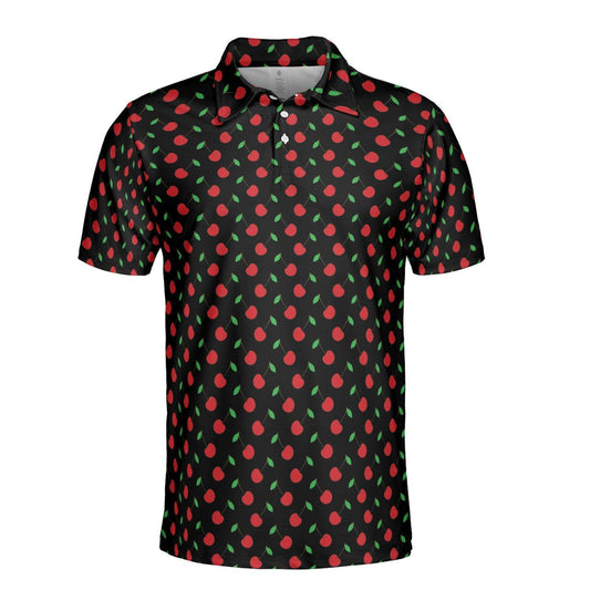 Mens Golf Polo Shirts Cherries Short Sleeve Dry Fit Performance Moisture Wicking Casual Golf Shirts for Men