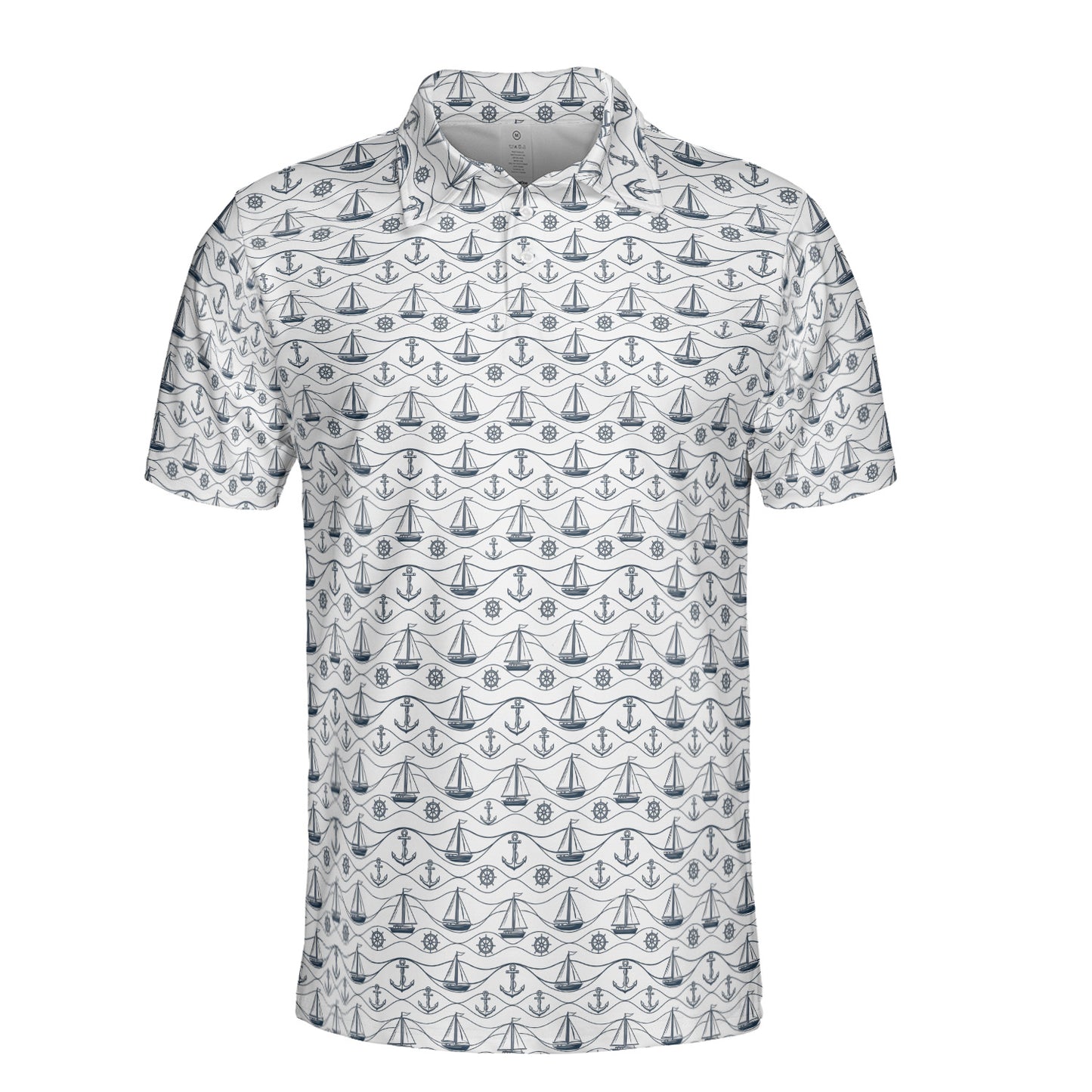 Mens Golf Polo Shirts Nautical Navy Short Sleeve Dry Fit Performance Moisture Wicking Casual Golf Shirts for Men