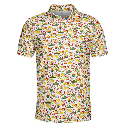 Cinco De Mayo Taco Fiesta Golf Shirt Moisture Wicking Short Sleeve Polo Shirts for Men