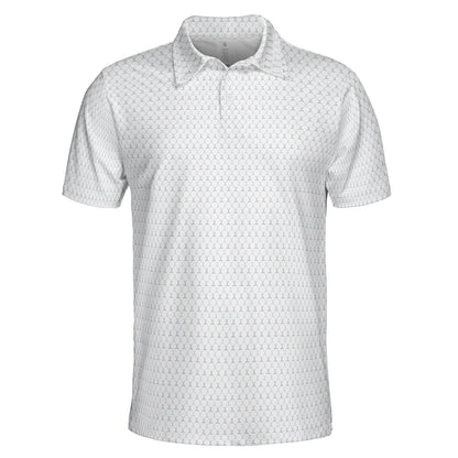 Golf Club Polo Shirt for Men White Navy Blue Moisture Wicking Short Sleeve Golf Top