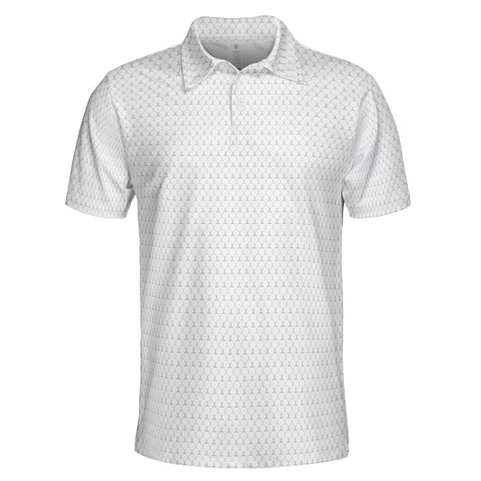 Golf Club Polo Shirt for Men White Navy Blue Moisture Wicking Short Sleeve Golf Top