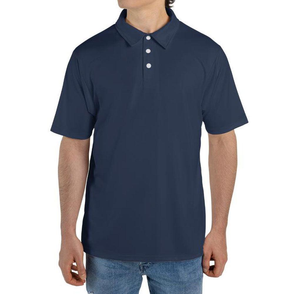 Dark Blue Polo Shirts for Men Moisture Wicking Short Sleeve Golf Shirt