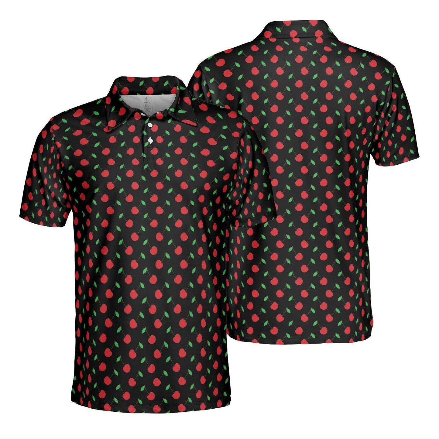Mens Golf Polo Shirts Cherries Short Sleeve Dry Fit Performance Moisture Wicking Casual Golf Shirts for Men