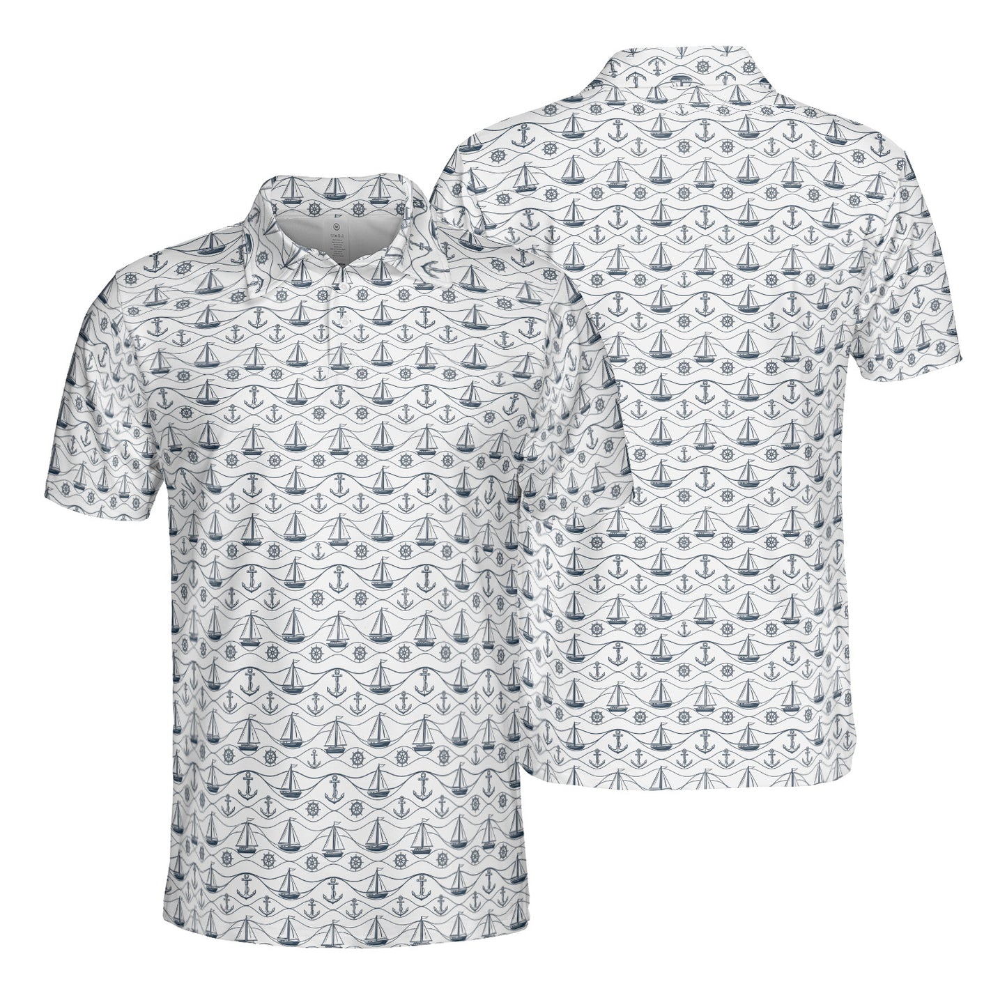 Mens Golf Polo Shirts Nautical Navy Short Sleeve Dry Fit Performance Moisture Wicking Casual Golf Shirts for Men