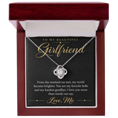 To My Beautiful Girlfriend soulmate necklace - 14K White Gold Finish / Luxury Box