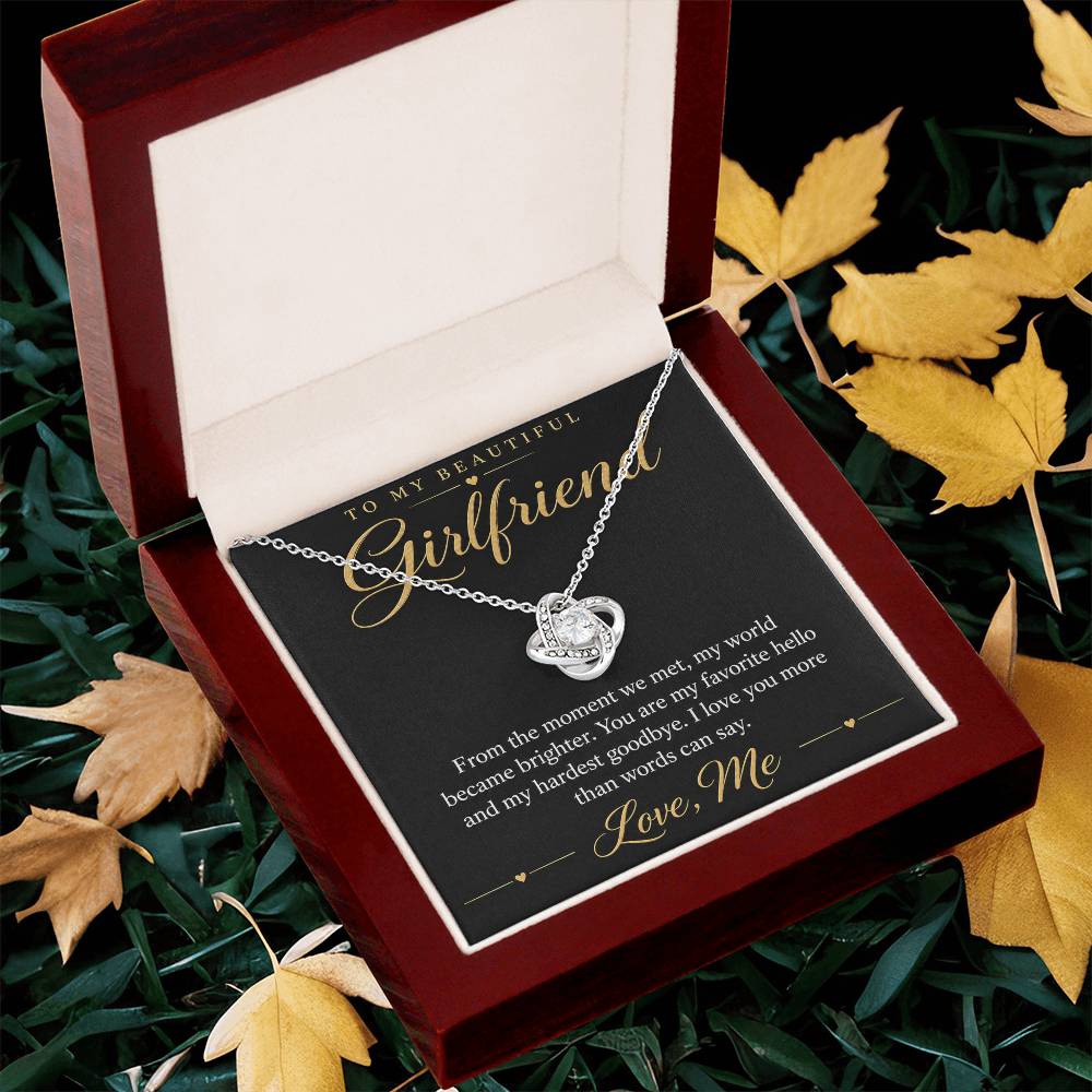 To My Beautiful Girlfriend soulmate necklace - 14K White Gold Finish / Luxury Box - gift box