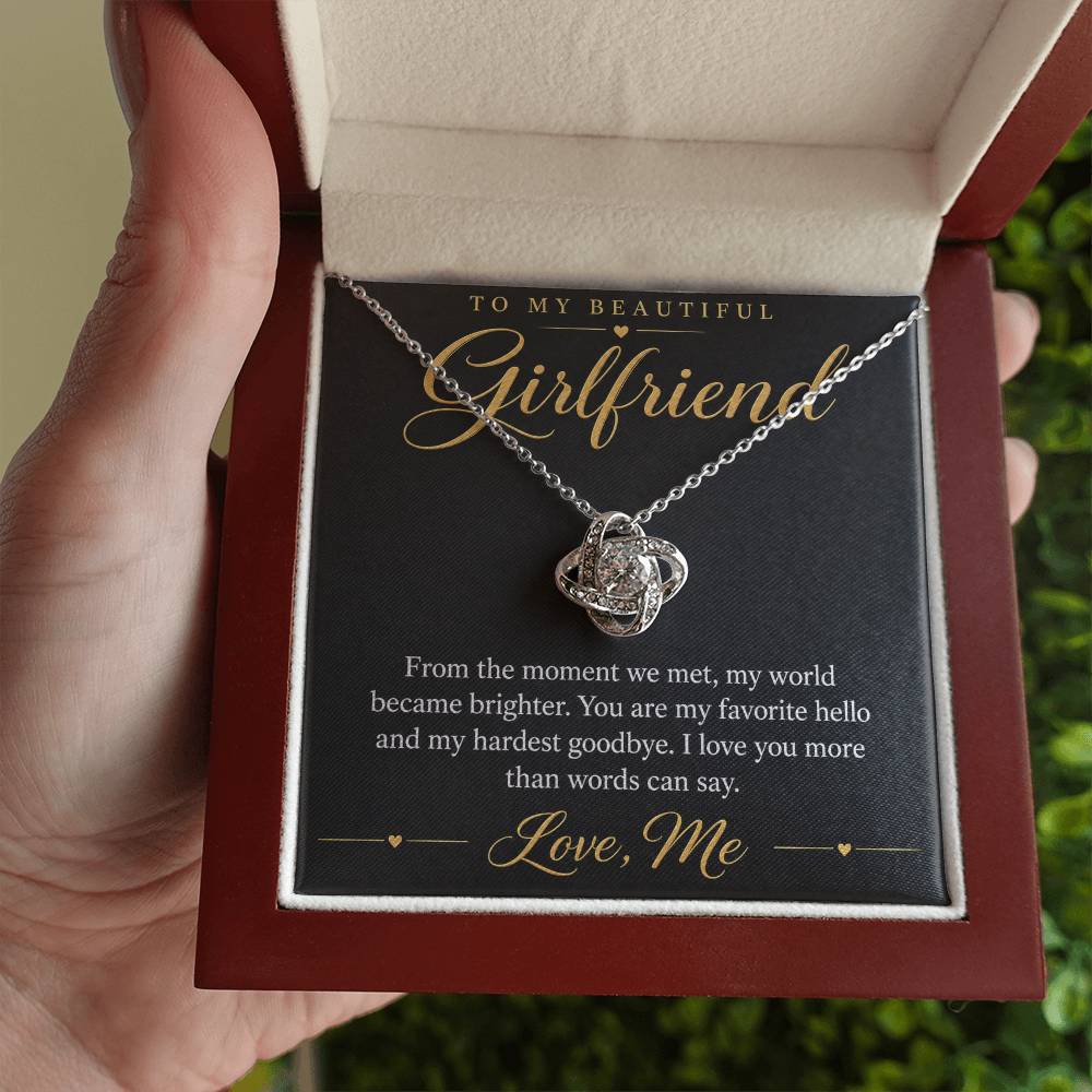 To My Beautiful Girlfriend soulmate necklace - 14K White Gold Finish / Luxury Box - message card in hand