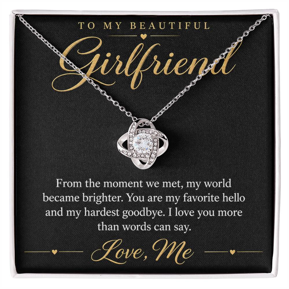 To My Beautiful Girlfriend soulmate necklace - 14K White Gold Finish / Standard Box