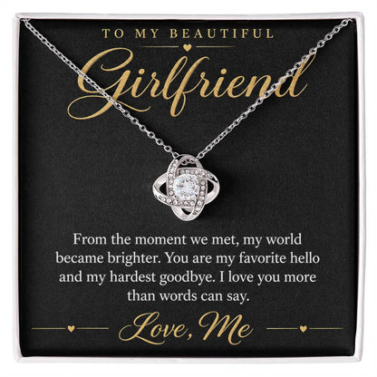 To My Beautiful Girlfriend soulmate necklace - 14K White Gold Finish / Standard Box