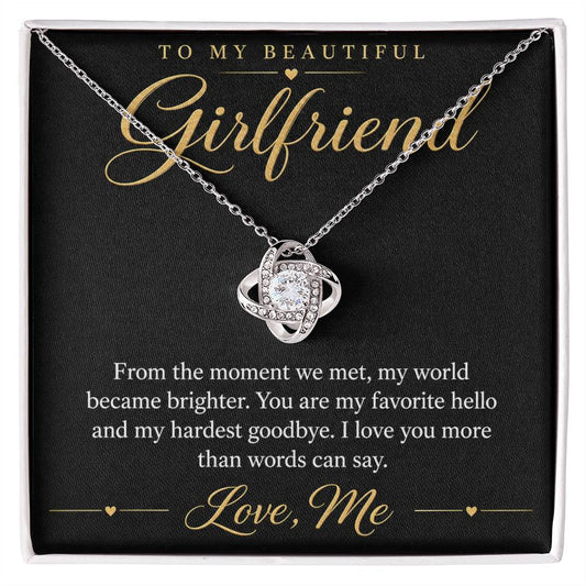 To My Beautiful Girlfriend soulmate necklace - 14K White Gold Finish / Standard Box