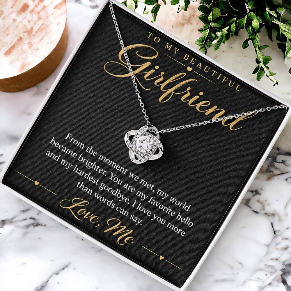To My Beautiful Girlfriend soulmate necklace - 14K White Gold Finish / Standard Box - gift box