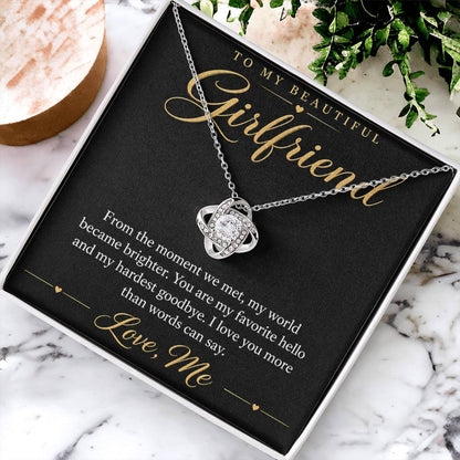 To My Beautiful Girlfriend soulmate necklace - 14K White Gold Finish / Standard Box - gift box
