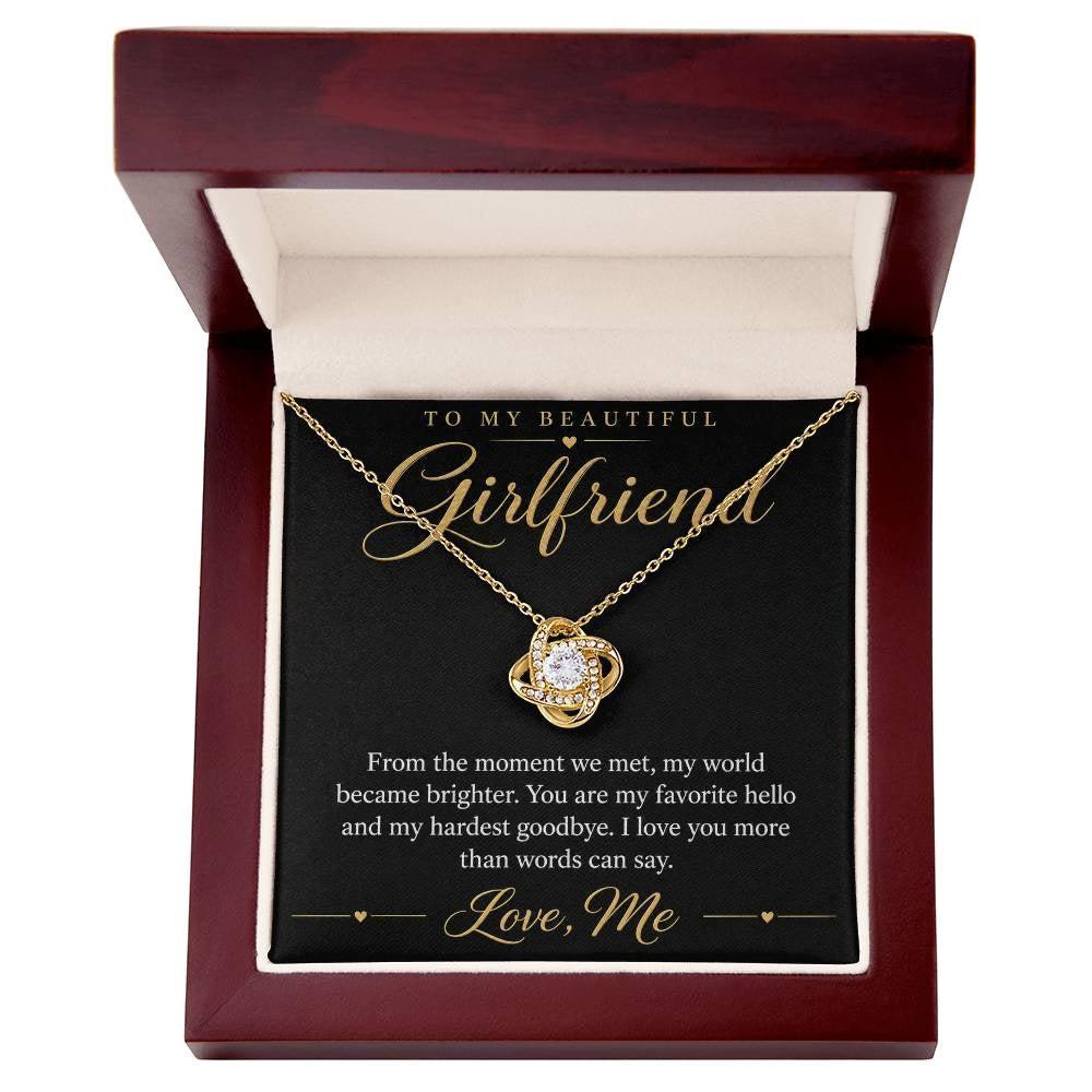 To My Beautiful Girlfriend soulmate necklace - 18K Yellow Gold Finish / Luxury Box
