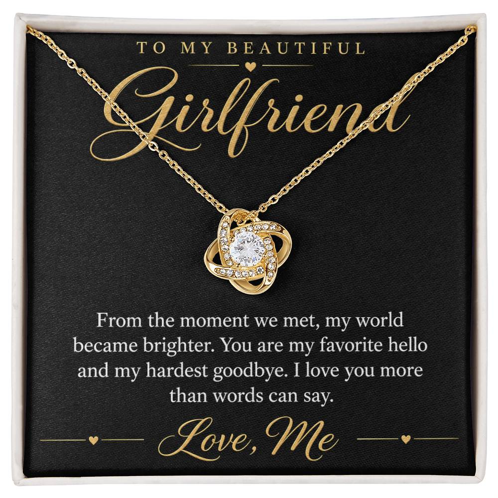 To My Beautiful Girlfriend soulmate necklace - 18K Yellow Gold Finish / Standard Box
