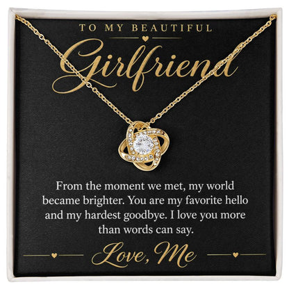 To My Beautiful Girlfriend soulmate necklace - 18K Yellow Gold Finish / Standard Box